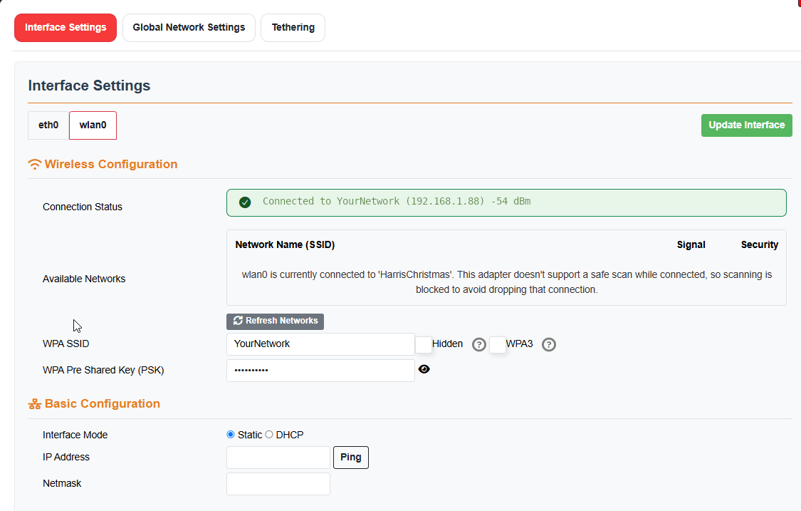 Wlan0 Settings