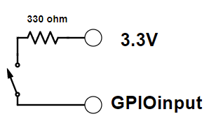 Schematic: internal resistor pulling the GPIO pin low.