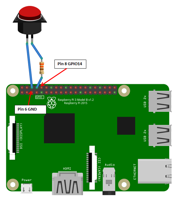 Wiring for an internal pull-up resistor on GPIO14.