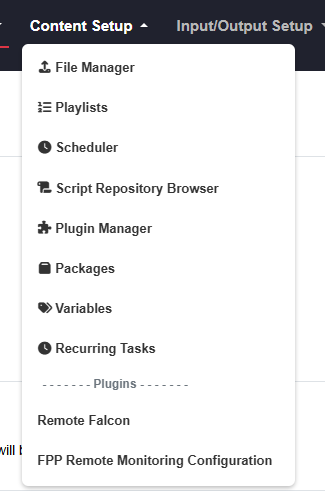 Content Setup Navigation