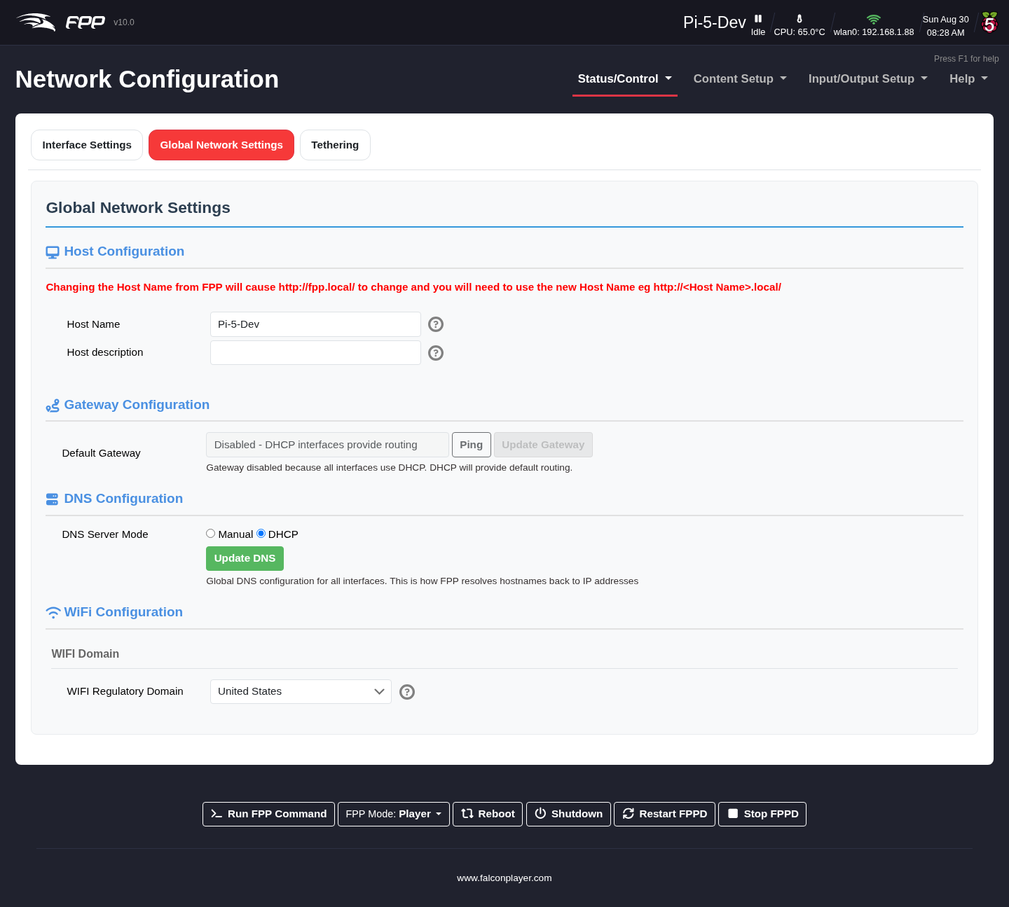 Network — Global Network Settings.