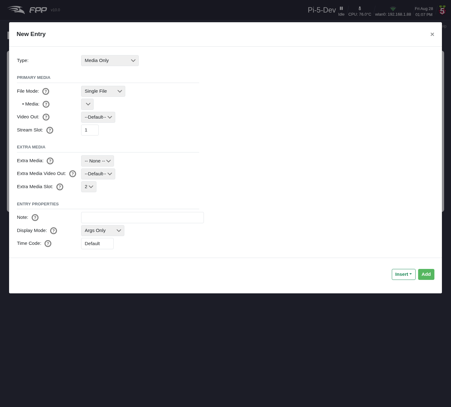 Adding a playlist entry.