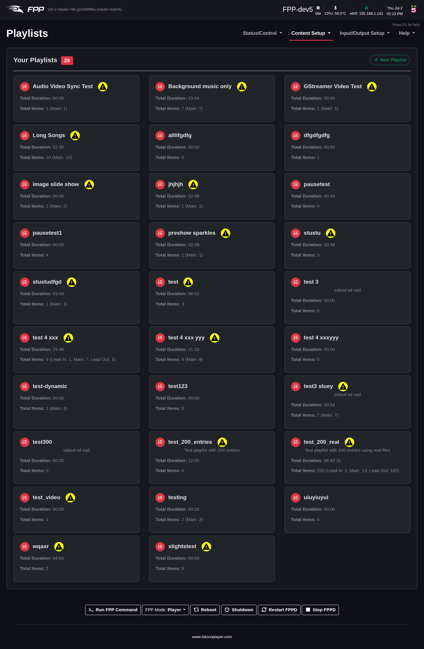 The Playlists page.