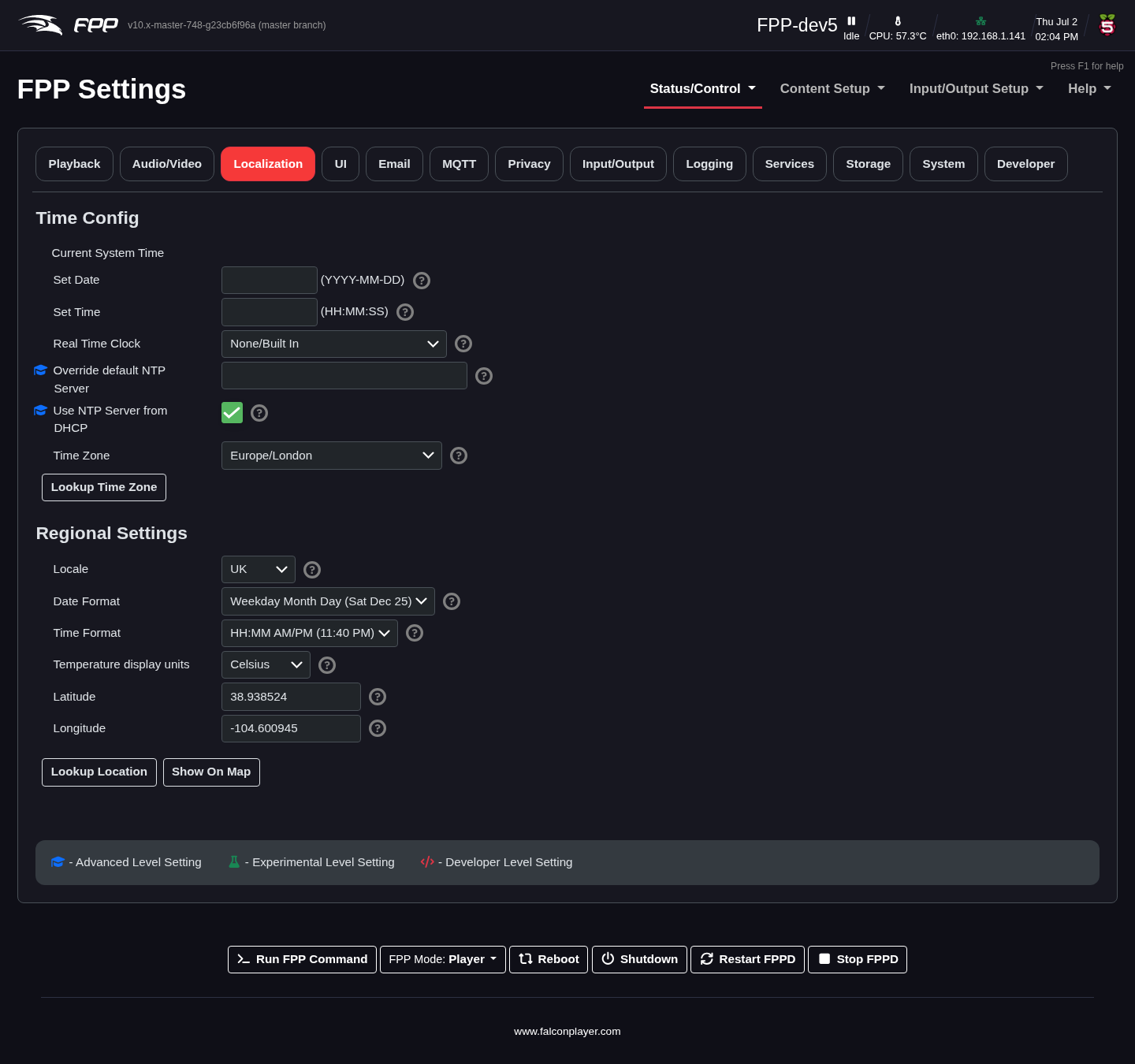 Settings — Localization tab.