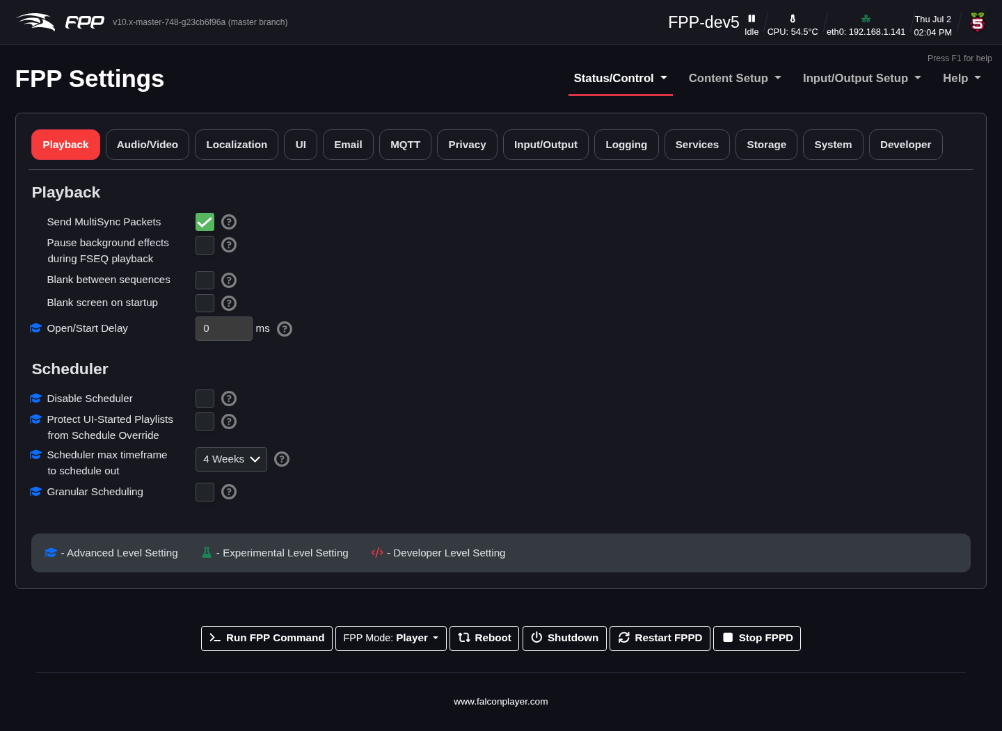 Settings — Playback tab.