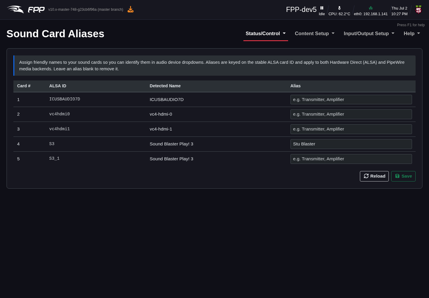 Sound Card Aliases.